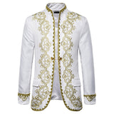 Men Prom Outfits Gold Inlaid Gown Court Dress Studio Clothing