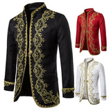 Men Prom Outfits Gold Inlaid Gown Court Dress Studio Clothing