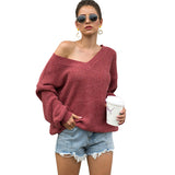 Women Pullover Knit Sweater Shoulder-Baring Sweater