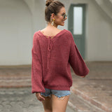 Women Pullover Knit Sweater Shoulder-Baring Sweater
