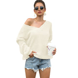 Women Pullover Knit Sweater Shoulder-Baring Sweater
