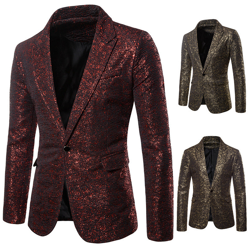 Men Prom Outfits Gilding Paint Spots Pleated