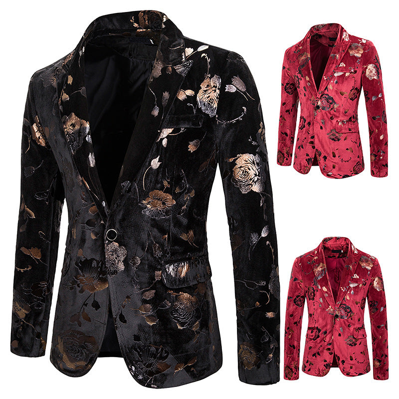 Men Prom Outfits Two-Tone Rose Bronzing Performance Dress
