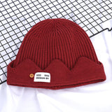 Red Beanie Hat Preppy Style Crown Knitted Skullcap Woolen Cap