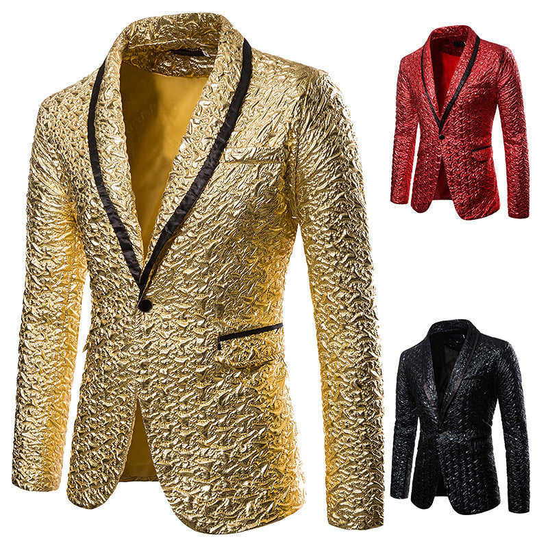 Men Prom Outfits Pleated Solid Color Performance Dress