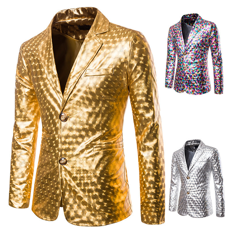 Men Prom Outfits Bronzing Performance Dress Suit