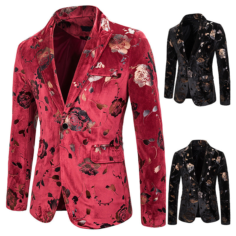 Men Prom Outfits Two-Tone Rose Bronzing Performance Dress