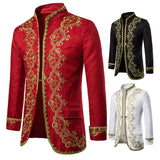 Men Prom Outfits Gold Inlaid Gown Court Dress Studio Clothing
