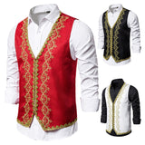 Men Prom Outfits Gold Inlaid Dress Court Dress Studio Clothing Black and White