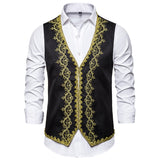 Men Prom Outfits Gold Inlaid Dress Court Dress Studio Clothing Black and White