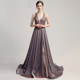 Mauve Dress Bridesmaid Color-Changing Evening Dress Deep V Sexy Evening Gown