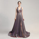 Mauve Dress Bridesmaid Color-Changing Evening Dress Deep V Sexy Evening Gown