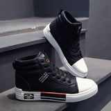 Flat Shoes Spring Men's Mid-Top Board Shoes Hong Kong Style White Shoes Fashion Trendy Casual Shoes Student Shoes