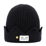 Red Beanie Hat Preppy Style Crown Knitted Skullcap Woolen Cap