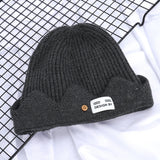 Red Beanie Hat Preppy Style Crown Knitted Skullcap Woolen Cap