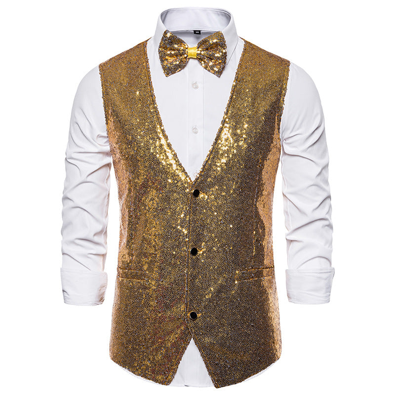 Men Prom Outfits Small Sequined Vest