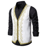Men Prom Outfits Gold Inlaid Dress Court Dress Studio Clothing Black and White