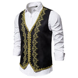 Men Prom Outfits Gold Inlaid Dress Court Dress Studio Clothing Black and White