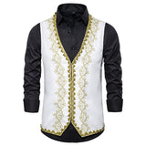 Men Prom Outfits Gold Inlaid Dress Court Dress Studio Clothing Black and White