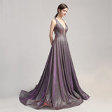 Mauve Dress Bridesmaid Color-Changing Evening Dress Deep V Sexy Evening Gown