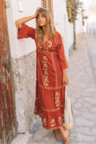 Beth Dutton Bohemian Dress Winter Autumn Midi Dresses Embroidery Embroidery Fashionable Dress