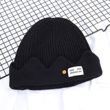 Red Beanie Hat Preppy Style Crown Knitted Skullcap Woolen Cap