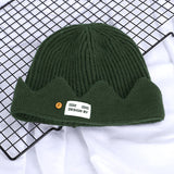 Red Beanie Hat Preppy Style Crown Knitted Skullcap Woolen Cap