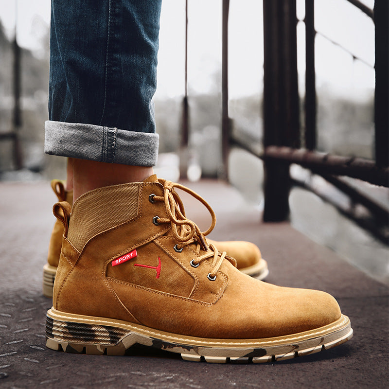 Men's Boots Work Boot Men Casual Hiking Boots Dr. Martens Boots  Shoes Worker Boot Short Boots Mid-Top Trendy All-Match Outdoor Boots Men