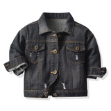 Children Jean Jackets Denim Jacket Autumn and Winter Zipper Long Sleeve Hooded