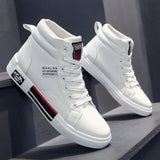Flat Shoes Spring Men's Mid-Top Board Shoes Hong Kong Style White Shoes Fashion Trendy Casual Shoes Student Shoes