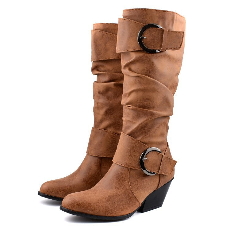 Yellowstone Cowboy Boots Pointed Leather Boots High Leg Boot Plus Size