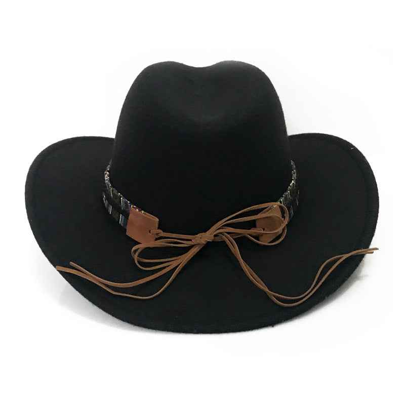 Black Cowboy Hat Jazz Top Hat Male Broad-Brimmed Hat