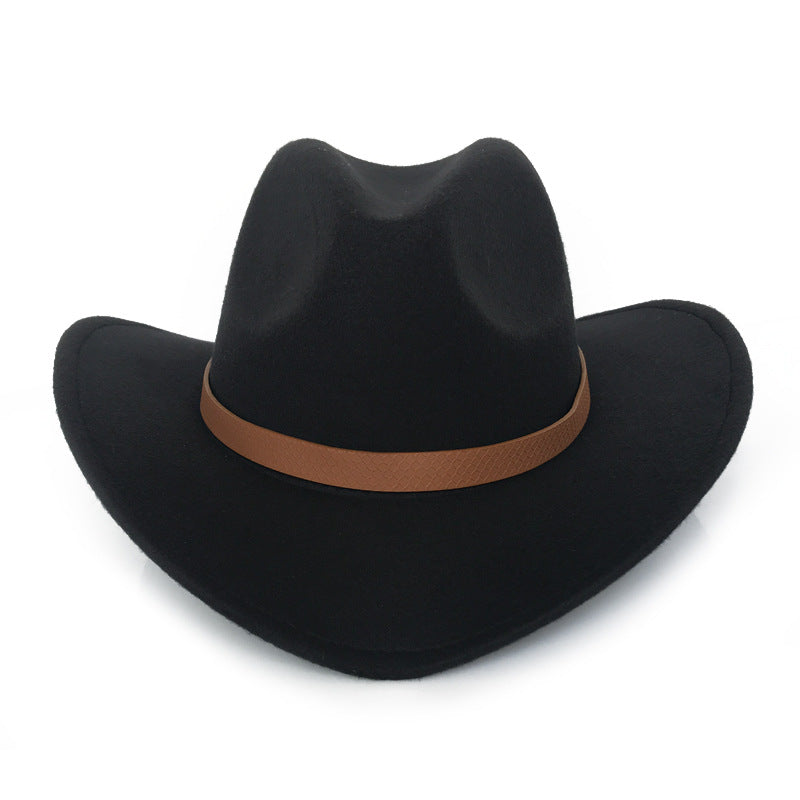 Black Cowboy Hat Denim Hat Men's and Women's Autumn and Winter Warm