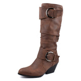 Yellowstone Cowboy Boots Pointed Leather Boots High Leg Boot Plus Size