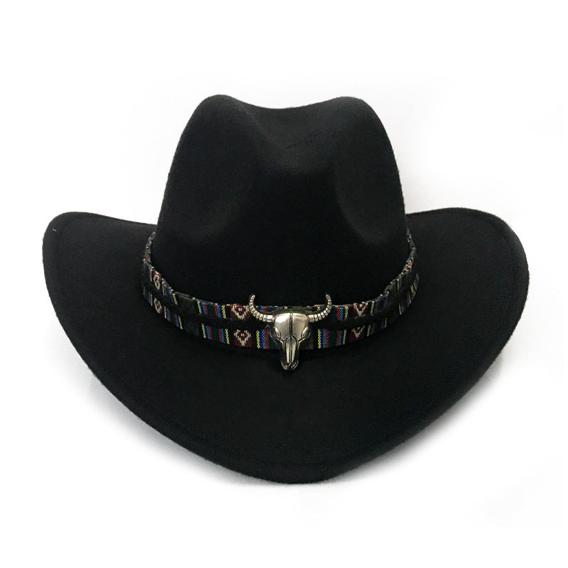 Black Cowboy Hat Jazz Top Hat Male Broad-Brimmed Hat