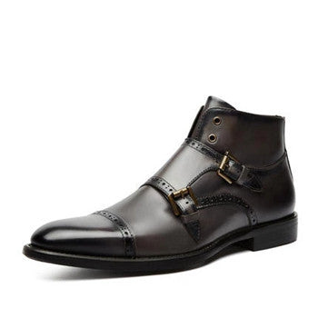 Western Shoes Flat Pointed Toe Brushed Zipper Casual Men's Boots