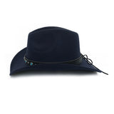 Black Cowboy Hat Western Cowboy Hat Autumn and Winter Men's Woolen