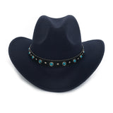 Black Cowboy Hat Western Cowboy Hat Autumn and Winter Men's Woolen