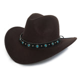 Black Cowboy Hat Western Cowboy Hat Autumn and Winter Men's Woolen