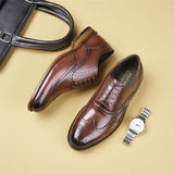 Men's Dress Shoes Classic Leather Oxfords Casual Cushioned Loafer plus Size Business Formal Men's Shoes Breathable