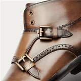 Western Shoes Flat Pointed Toe Brushed Zipper Casual Men's Boots