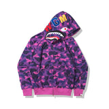 Bathing Ape Hoodie Autumn and Winter Shark Mouth Men and Women Casual Camouflage Thin Sweater Baggy Coat