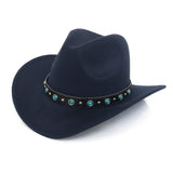 Black Cowboy Hat Western Cowboy Hat Autumn and Winter Men's Woolen