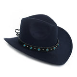 Black Cowboy Hat Western Cowboy Hat Autumn and Winter Men's Woolen