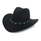 Black Cowboy Hat Western Cowboy Hat Autumn and Winter Men's Woolen
