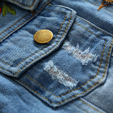 Children Jean Jackets Autumn and Winter Coat Rose Embroidered Denim
