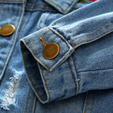 Children Jean Jackets Autumn and Winter Coat Rose Embroidered Denim