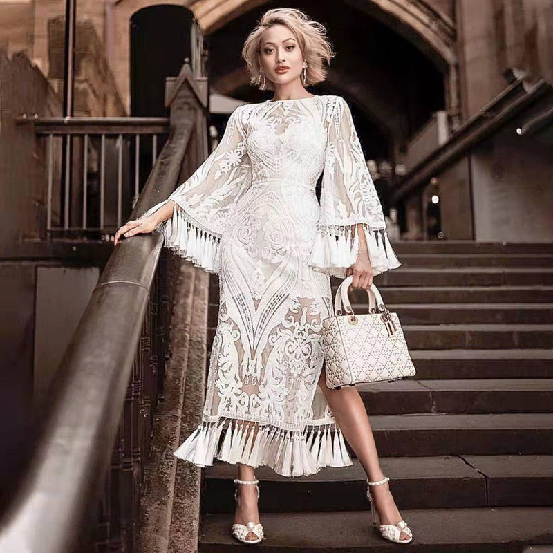 Lady Gaga Dress Embroidered Dress Tassel Dress Lace