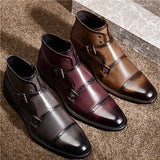 Western Shoes Flat Pointed Toe Brushed Zipper Casual Men's Boots