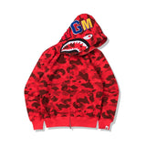 Bathing Ape Hoodie Autumn and Winter Shark Mouth Men and Women Casual Camouflage Thin Sweater Baggy Coat